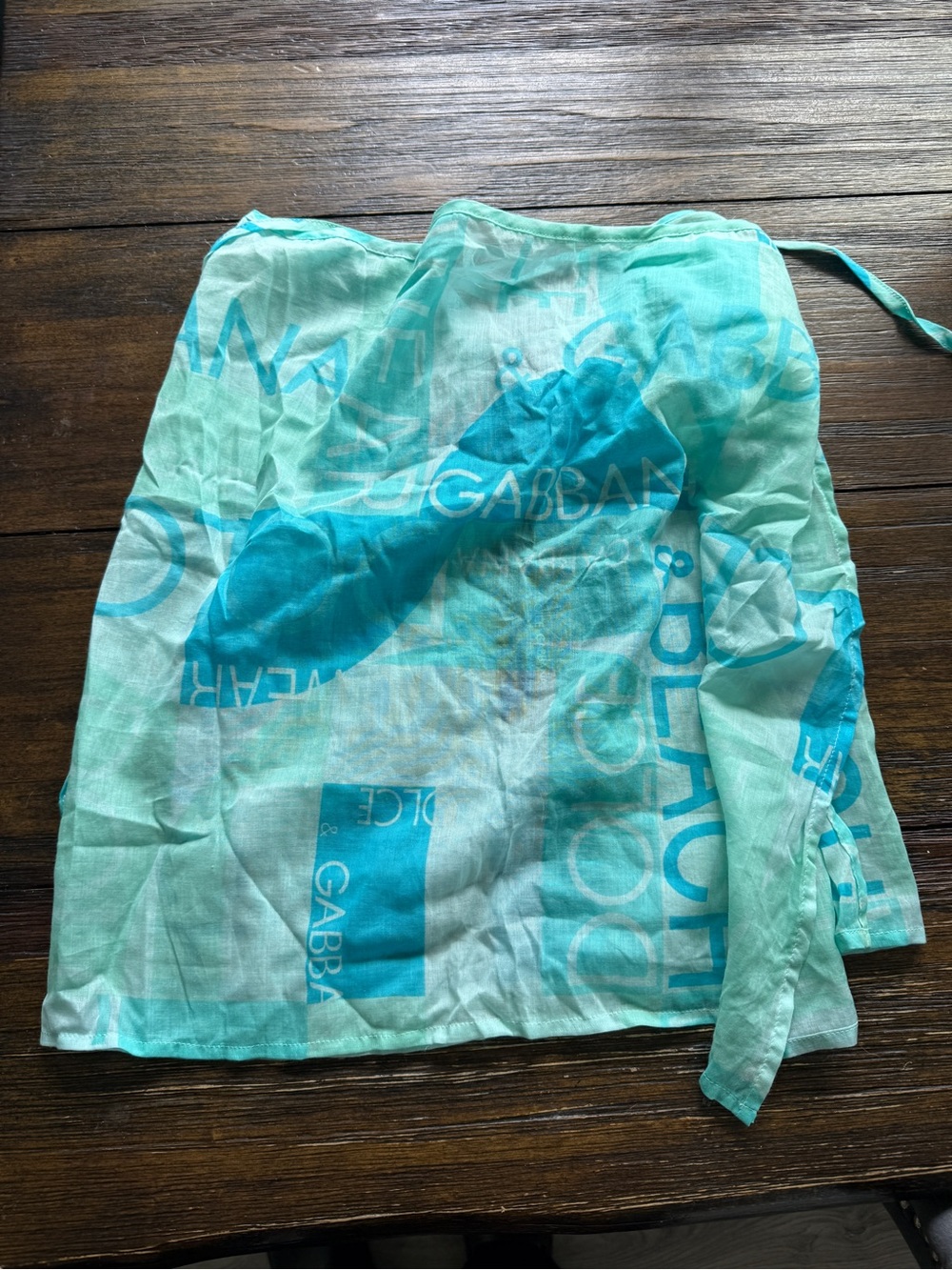 Dolce & Gabbana Aqua and Turquoise Logo Wrap Mini Skirt